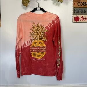NWOT Simply Southern Pink Tie Dye Long Sleeve Floral T-Shirt M